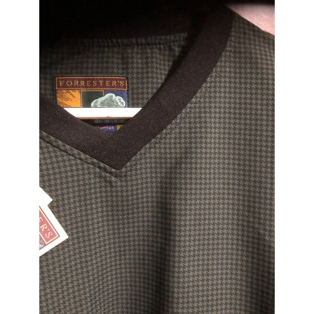 Forrester's Golf Windshirt Men's SMALL Hunter Houndstooth Teflon Microfiber NWT